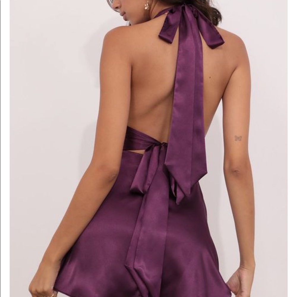 LUCY IN THE SKY WAVERLY SATIN DRESS IN PURPLE